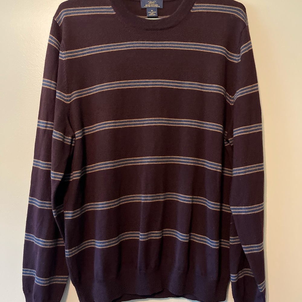 Men’s Brooks Brothers 346 Extra Fine Italian Marino Wall Medium Striped Sweater